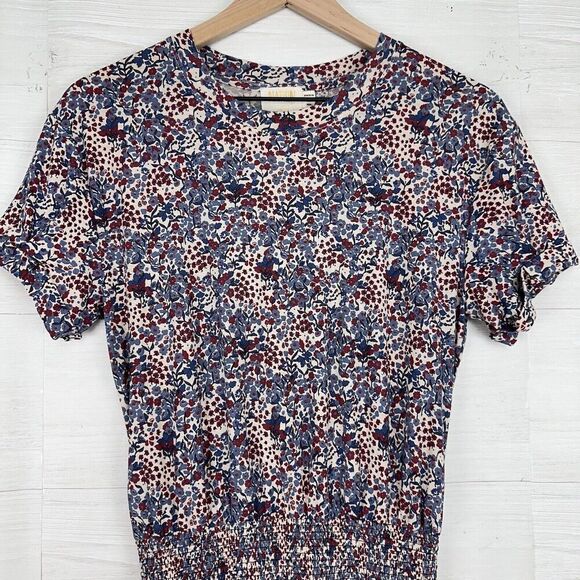 Nation‎ LTD Martine Knit Midi Dress Size Small Floral Print Tiered Smocked Waist - Picture 3 of 16